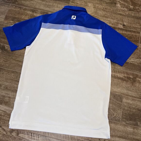 FootJoy Golf Polo Mens XL Blue White Colorblock Short Sleeve Performance Logo - Picture 4 of 8
